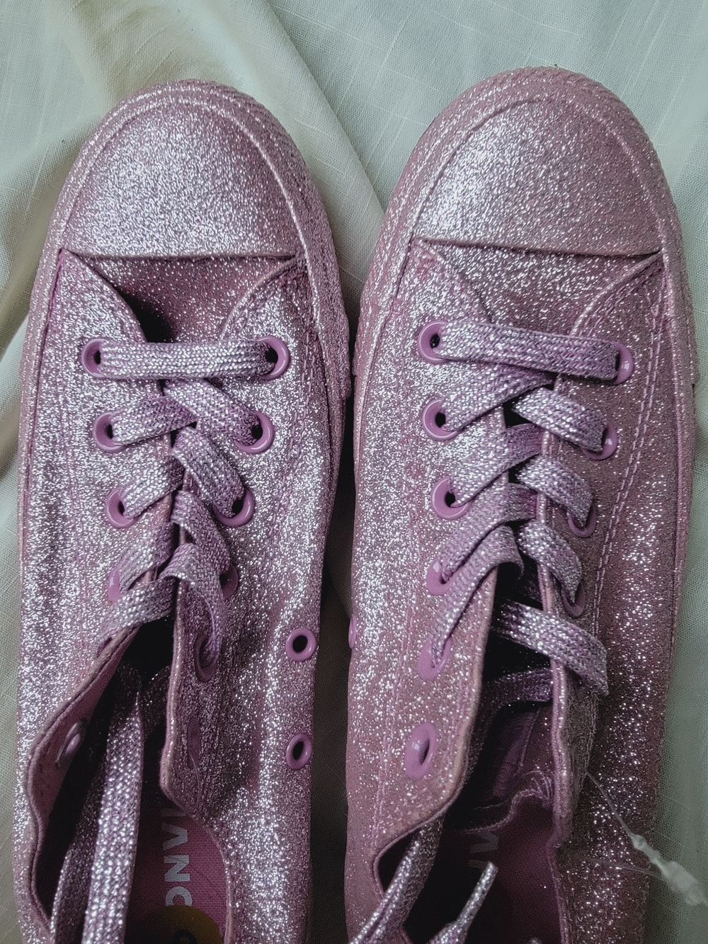Converse Pink Glitter Low-Top Sneakers Chucks Kicks Nwob Pls See All Pics - Picture 9 of 14